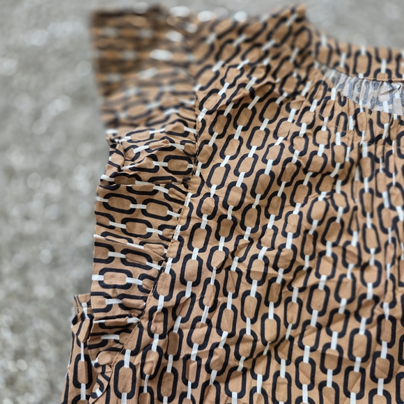 LOFT Chain Link Pattern Blouse in Brown and Black - Picture 4 of 7